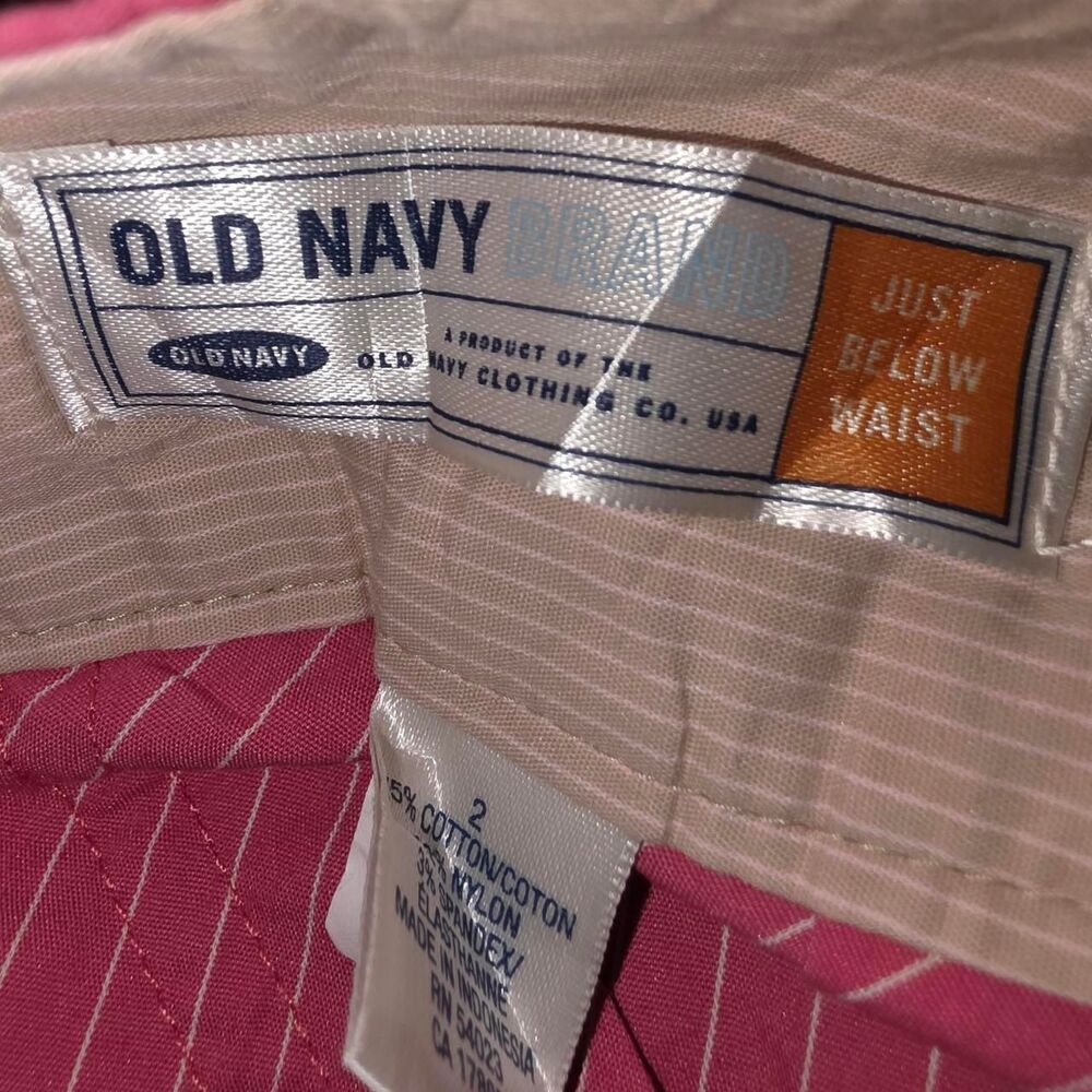 Vintage Old Navy Pink Pinstripe Skirt Size 2 Just Below Waist - Picture 6 of 6